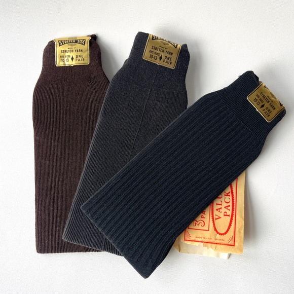 Vintage Other - Vintage Mens Trouser Socks 3 pair pack New Old Stock Black,Dark Brown, Chocolate
